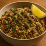 garlic butter beef rice bowl serving